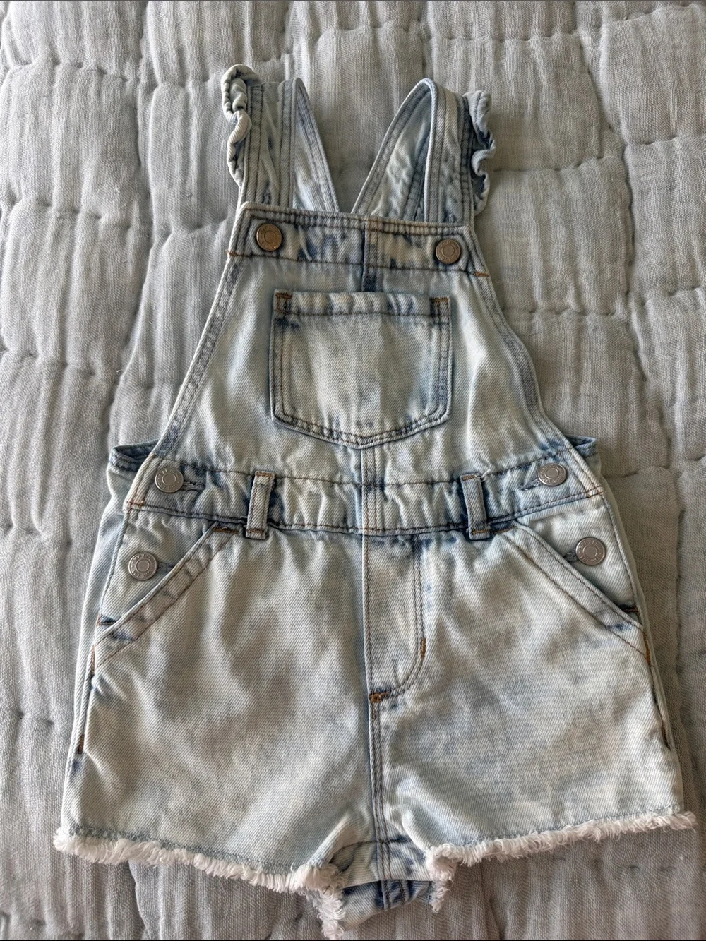 GAP Light Blue Washed Denim Short Overalls